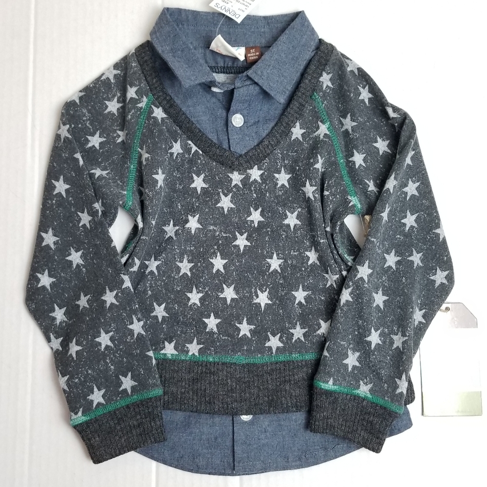 NWT 2 Piece Star Sweater & Long Sleeve Shirt